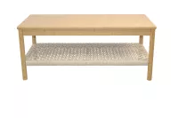 Couchtisch aus Bambus 100x50 cm mit Ablage – Moderner Wohnzimmertisch in Naturfarbe