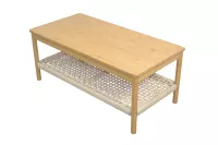 Couchtisch aus Bambus 100x50 cm mit Ablage – Moderner Wohnzimmertisch in Naturfarbe