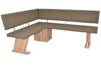 Moderne Eckbank, Eiche-Dekor, Kunstleder taupe, Schenkelposition wählbar