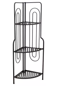 Modernes Metall-Eckregal mit 3 Böden, schwarz, 36 x 36 cm
