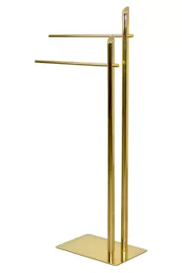 Handtuchhalter Stand 91 cm – Freistehend in Messingoptik mit 2 Handtuchstangen