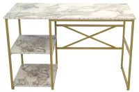 Edler Schreibtisch mit Tischpllatte in Marmoroptik 120x60 cm 