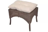 Rattanhocker, Fußhocker, handgeflochten, mit Kissenauflage, braun