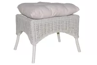 Rattanhocker, Fußhocker, handgeflochten, mit Kissenauflage, altweiß