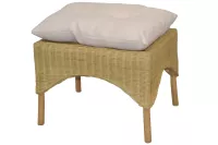Rattanhocker, Fußhocker, handgeflochten, mit Kissenauflage, beige