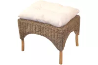 Rattanhocker, Fußhocker, handgeflochten, mit Kissenauflage, braun wash