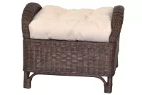Rattanhocker, Fußhocker, handgeflochten, mit Kissenauflage, braun