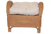 Rattanhocker, Fußhocker, handgeflochten, mit Kissenauflage, honigfarben