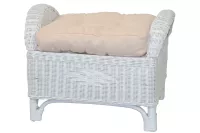 Rattanhocker, Fußhocker, handgeflochten, mit Kissenauflage, weiß