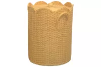 Handgeflochtener Rattan Wäschekorb mit Deckel & Stoffeinsatz – Natur Beige, 45 cm