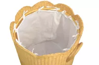 Handgeflochtener Rattan Wäschekorb mit Deckel & Stoffeinsatz – Natur Beige, 45 cm