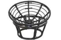 Papasan Sessel aus Rattan, Schwarz – Ø 100 cm mit grauem Komfortkissen