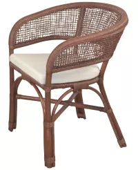 Schöner Rattansessel, Rattanstuhl handgeflochten, mit Armlehnen, braun, inkl. Kissen