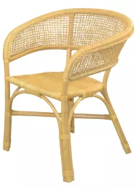 Schöner Rattansessel, Rattanstuhl handgeflochten, mit Armlehnen, beige