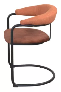 Moderner Polsterstuhl, Esszimmerstuhl mit Armlehnen, Freischwinger, braun