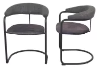 Moderner Polsterstuhl, Esszimmerstuhl mit Armlehnen, Freischwinger, schwarz