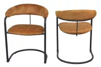 Moderner Polsterstuhl, Esszimmerstuhl mit Armlehnen, Freischwinger, tabak