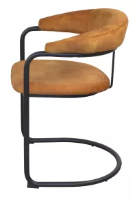 Moderner Polsterstuhl, Esszimmerstuhl mit Armlehnen, Freischwinger, tabak