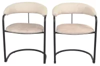 Moderner Polsterstuhl, Esszimmerstuhl mit Armlehnen, Freischwinger, cremeweiß