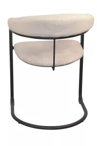 Moderner Polsterstuhl, Esszimmerstuhl mit Armlehnen, Freischwinger, cremeweiß