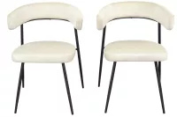 Design-Esstischgruppe 5-tlg. – Glastisch in Marmoroptik & 4 cremefarbene Samtstühle