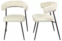Design-Esstischgruppe 5-tlg. – Glastisch in Marmoroptik & 4 cremefarbene Samtstühle