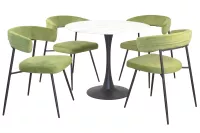 5tlg. moderne Tischgruppe mit 4 Stühlen und 1 Glastisch in Marmoroptik