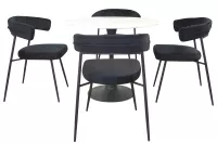 5tlg. moderne Tischgruppe mit 4 Stühlen und 1 Glastisch in Marmoroptik