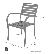 Moderner Gartenstuhl aus Metall, komplett schwarz