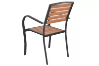 Moderner Gartenstuhl mit Armlehnen in Schwarz & Honigfarbener Holzoptik