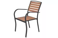 Moderner Gartenstuhl mit Armlehnen in Schwarz & Honigfarbener Holzoptik