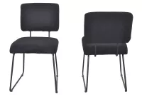 Modernes 2er-Stuhlset fürs Esszimmer – bequem gepolstert, Stoff schwarz, Metallgestell