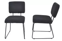Modernes 2er-Stuhlset fürs Esszimmer – bequem gepolstert, Stoff schwarz, Metallgestell