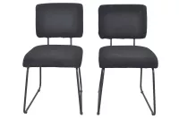 Modernes 2er-Stuhlset fürs Esszimmer – bequem gepolstert, Stoff schwarz, Metallgestell