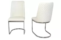 Moderner Freischwinger Stuhl Weiß – Gepolstert, Chromgestell, 1 Stück oder 2er Set