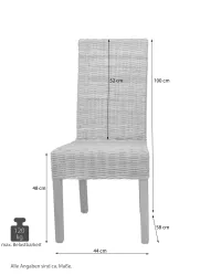 Esszimmerstuhl 2er Set, aus Kubu-Rattan handgeflochten, naturgrau-weiß