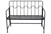 2-Sitzer Metallsitzbank Schwarz – pulverbeschichtet mit dekorativer Wellenlehne