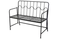 2-Sitzer Metallsitzbank Schwarz – pulverbeschichtet mit dekorativer Wellenlehne