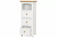 Badmöbel Set 3-tlg. Weiß/Natur Landhausstil – Waschbeckenunterschrank, Badschrank & Hängeregal