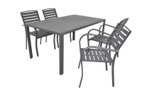 Moderne 5tlg. Gartenmöbel Sitzgruppe, komplett schwarz
