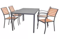 Moderne 5tlg. Gartenmöbel Sitzgruppe, schwarz, Stühle honigfarben