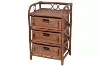 Rattanregal mit 3 Schubladen – Handgeflochtene Kommode im Naturlook dunkelbraun