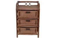 Rattanregal mit 3 Schubladen – Handgeflochtene Kommode im Naturlook dunkelbraun