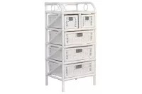 Rattanregal Weiß – Hochwertiges, Handgeflochtenes Regal mit 5 Schubkästen aus Rattan