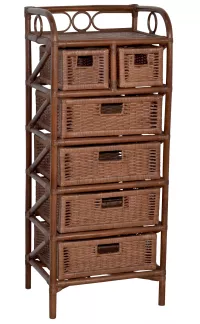 Rattanregal mit 6 Schubkästen – Handarbeit aus Rattanrohr & Rattangeflecht