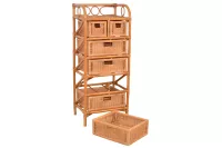 Rattanregal handgeflochten – Naturmöbel mit 6 Schubladen, Boho-Design in Honigfarben
