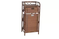 Elegantes Rattan Badregal mit Wäschekorb & Schublade – Handgeflochten, Braun, Platzsparend