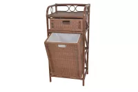 Elegantes Rattan Badregal mit Wäschekorb & Schublade – Handgeflochten, Braun, Platzsparend
