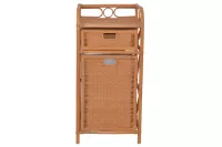 Elegantes Rattan-Regal mit Wäschesammler – handgeflochten, honigfarben, mit Schublade & Ablage