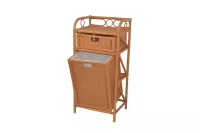 Elegantes Rattan-Regal mit Wäschesammler – handgeflochten, honigfarben, mit Schublade & Ablage